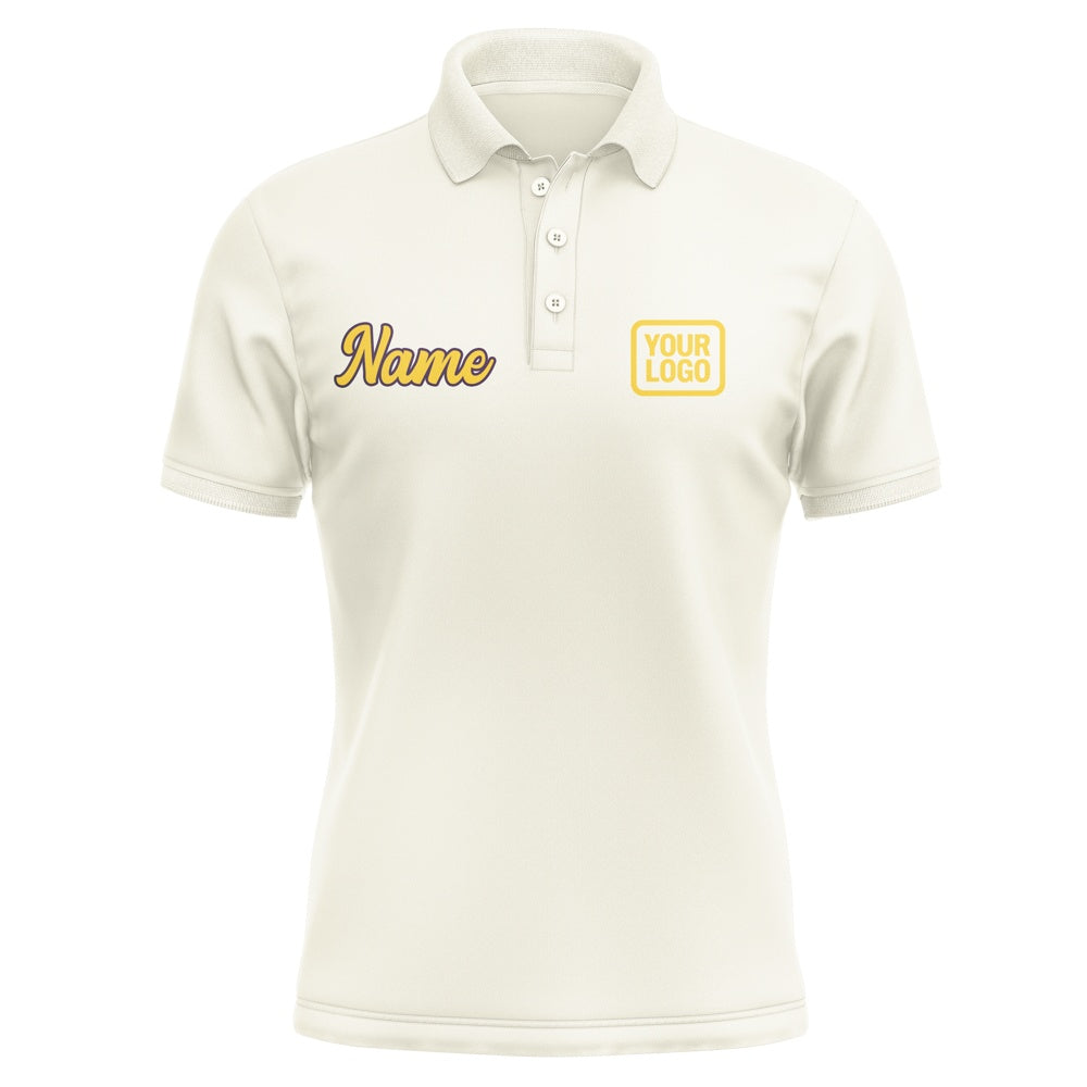 Custom Cream Gold Short-Sleeve Polo Shirt