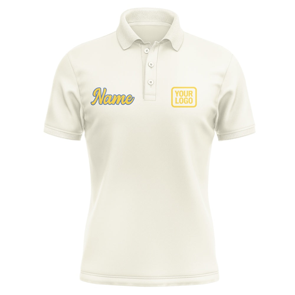 Custom Cream Gold Short-Sleeve Polo Shirt
