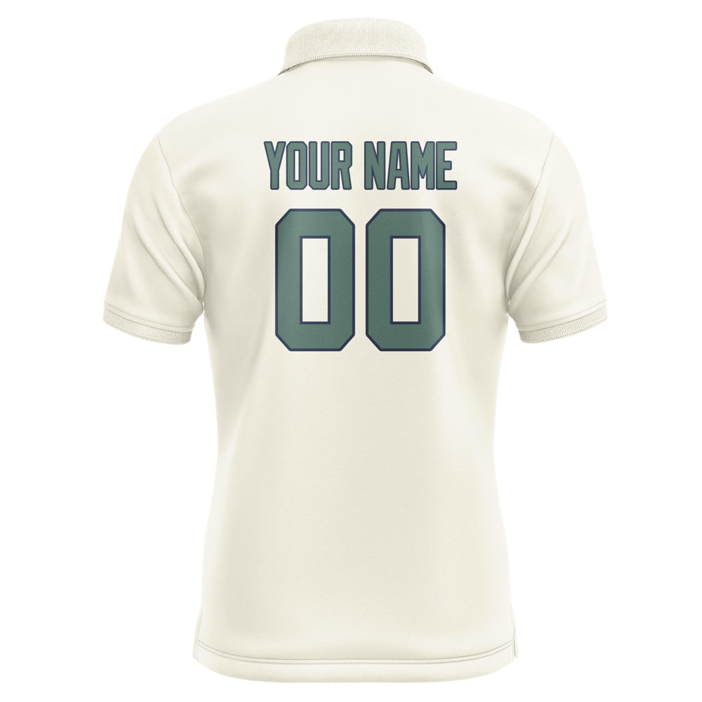 Custom Cream Blue Green Short-Sleeve Polo Shirt