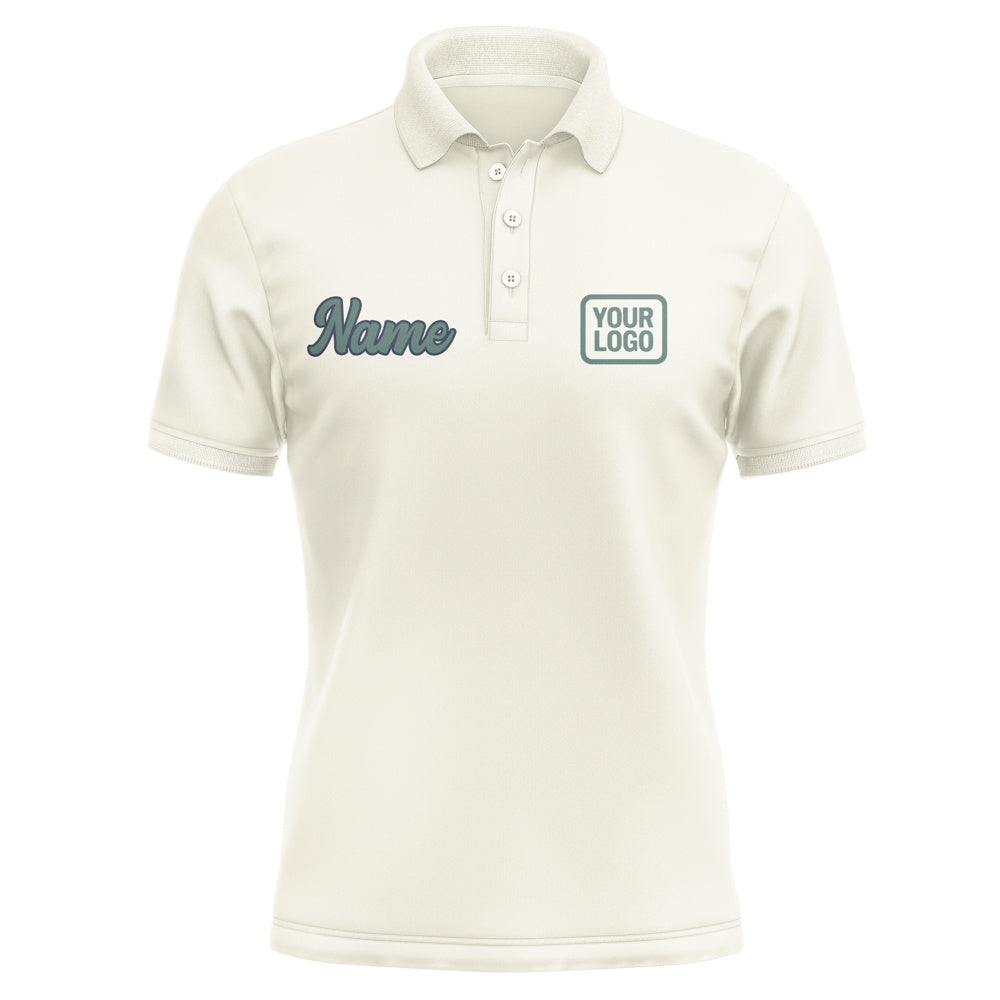 Custom Cream Blue Green Short-Sleeve Polo Shirt