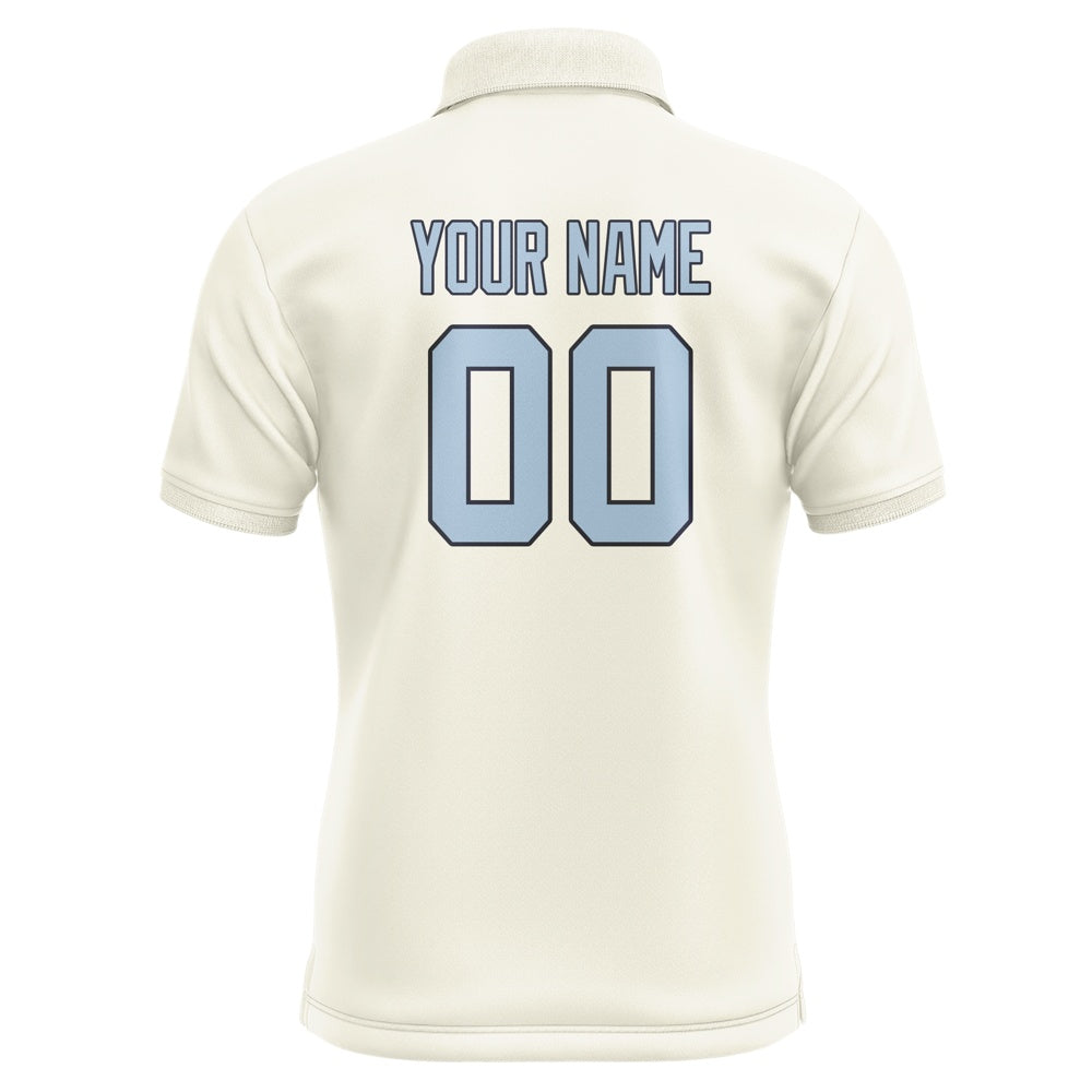 Custom Cream Light Blue Short-Sleeve Polo Shirt
