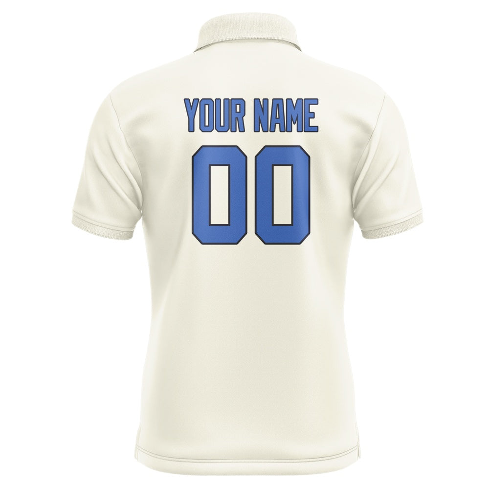 Custom Cream Sky Blue Short-Sleeve Polo Shirt