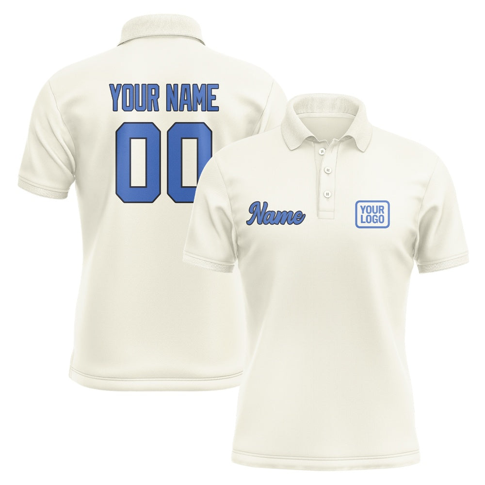 Custom Cream Sky Blue Short-Sleeve Polo Shirt