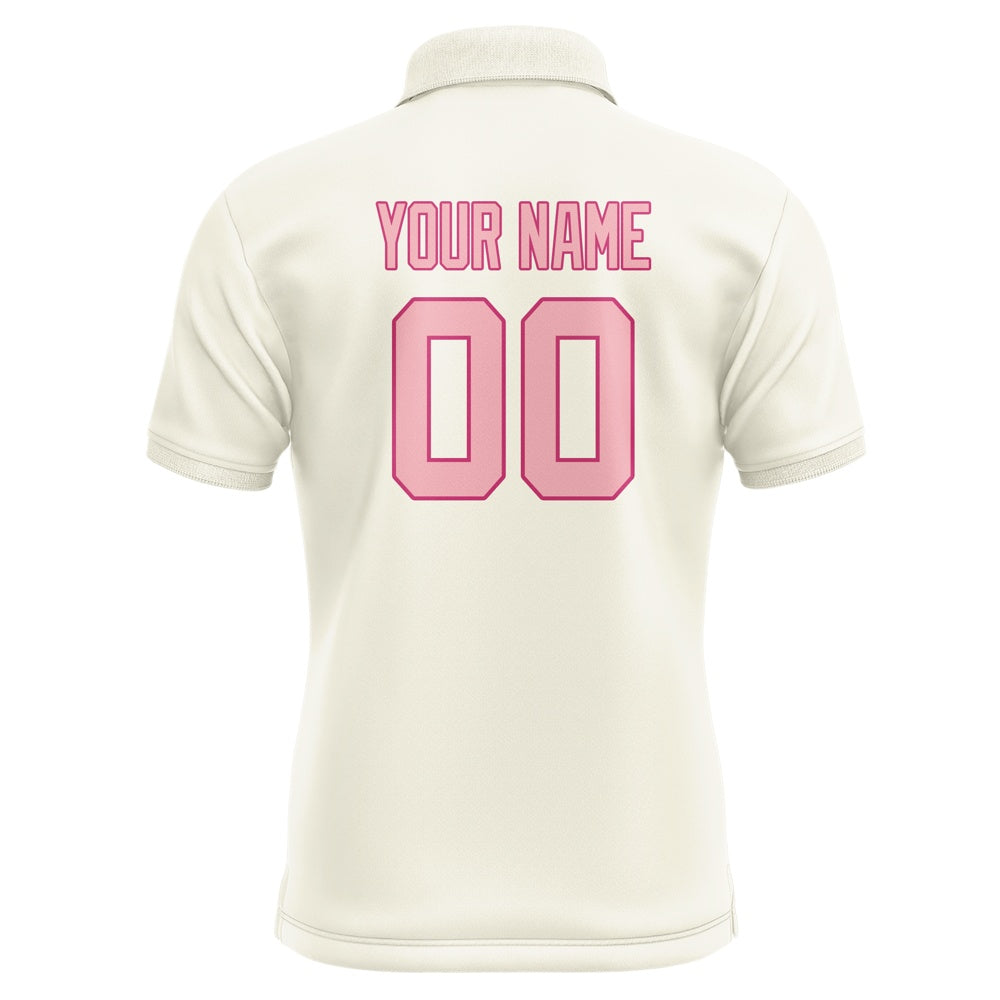 Custom Cream Light Pink Short-Sleeve Polo Shirt