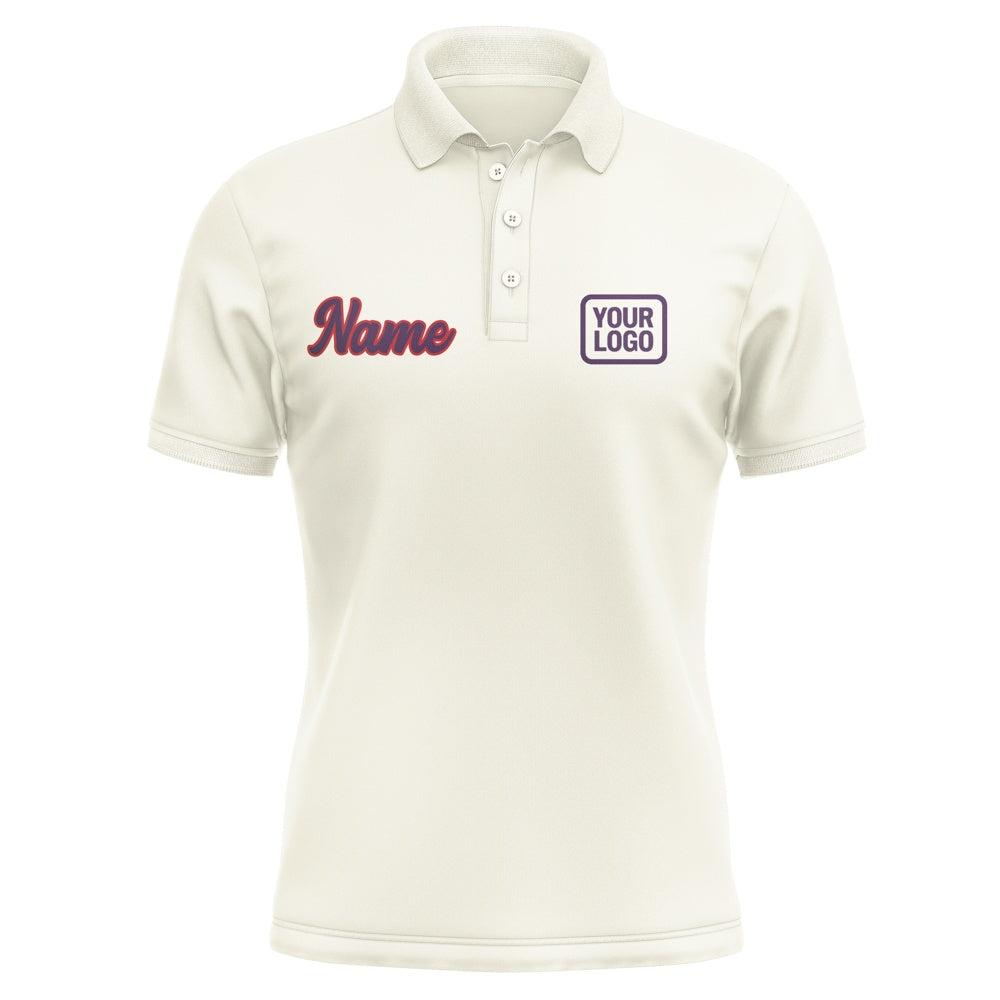 Custom Cream Purple Short-Sleeve Polo Shirt