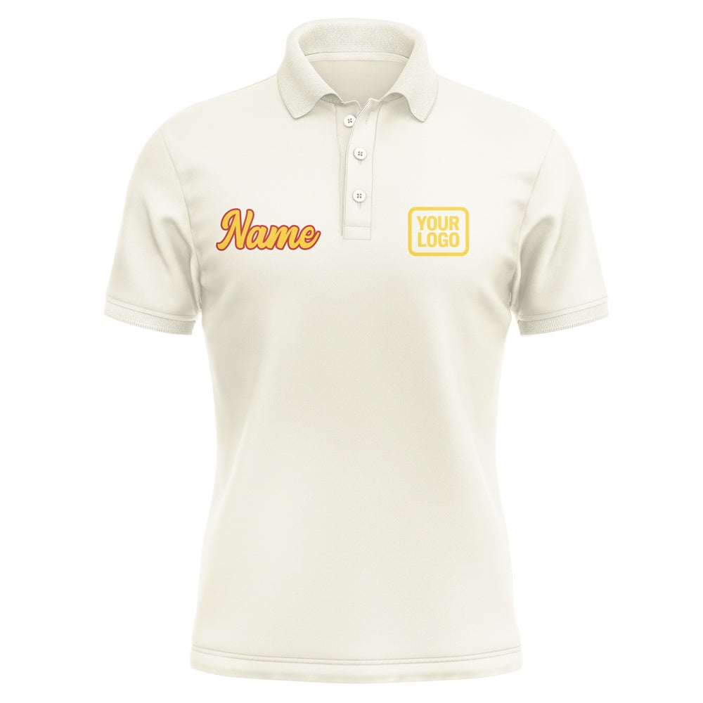Custom Cream Gold Short-Sleeve Polo Shirt