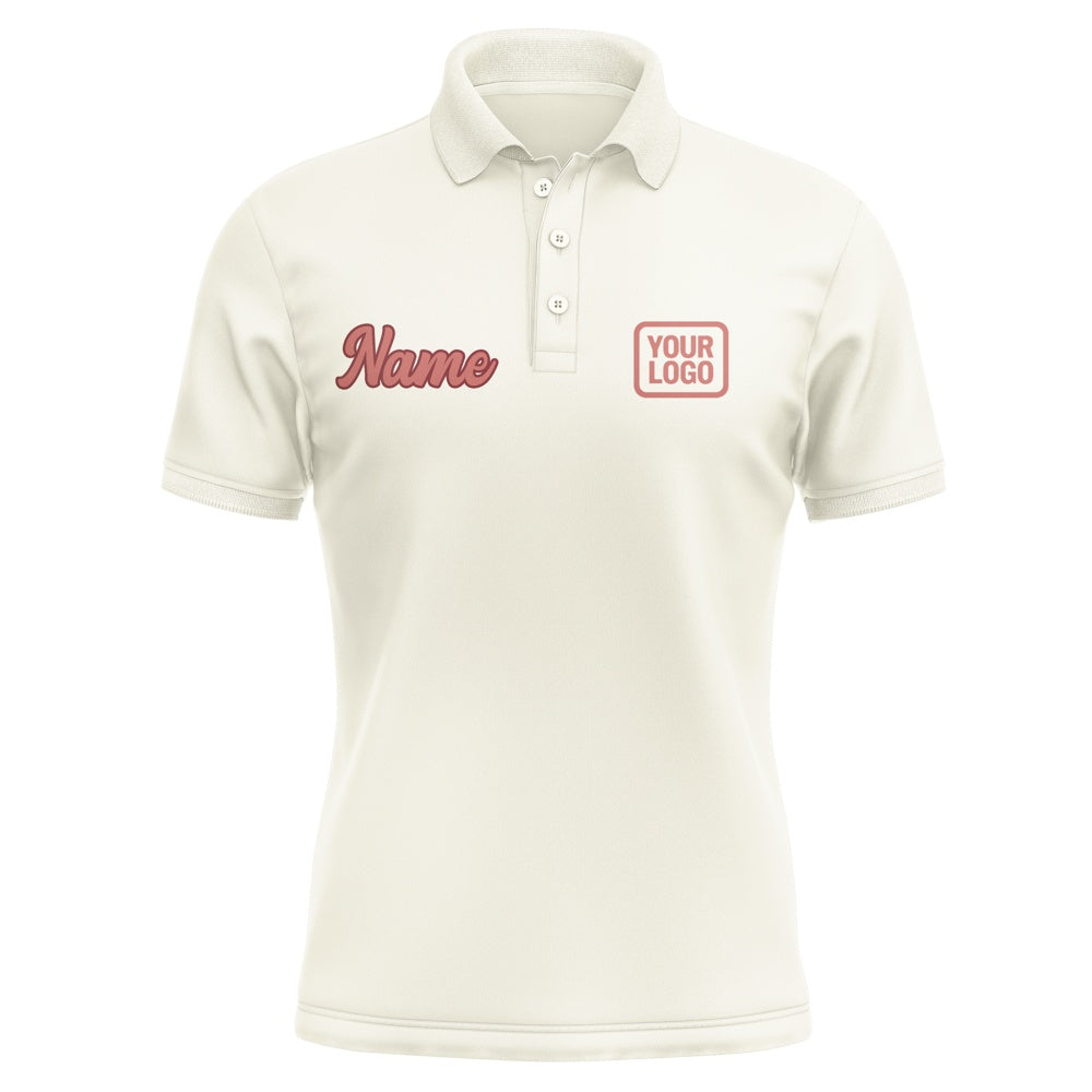 Custom Cream Copper Rose Short-Sleeve Polo Shirt