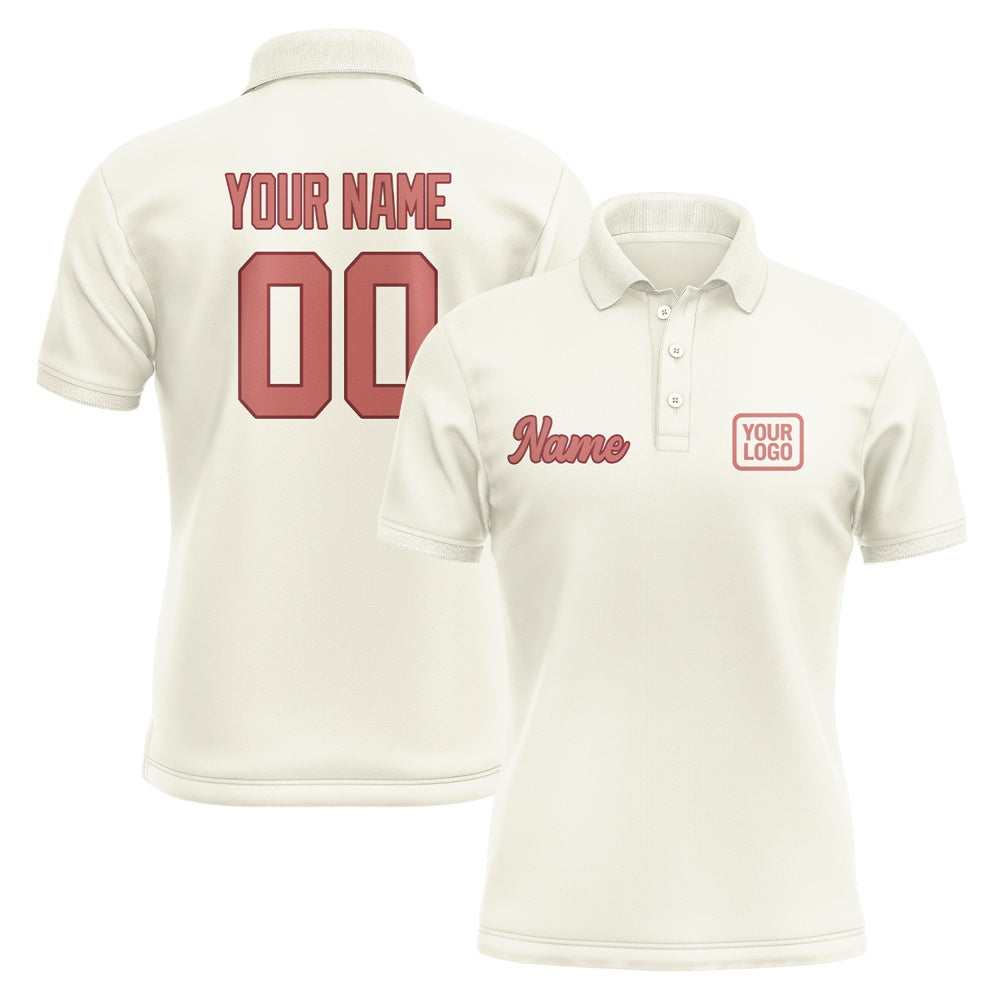 Custom Cream Copper Rose Short-Sleeve Polo Shirt