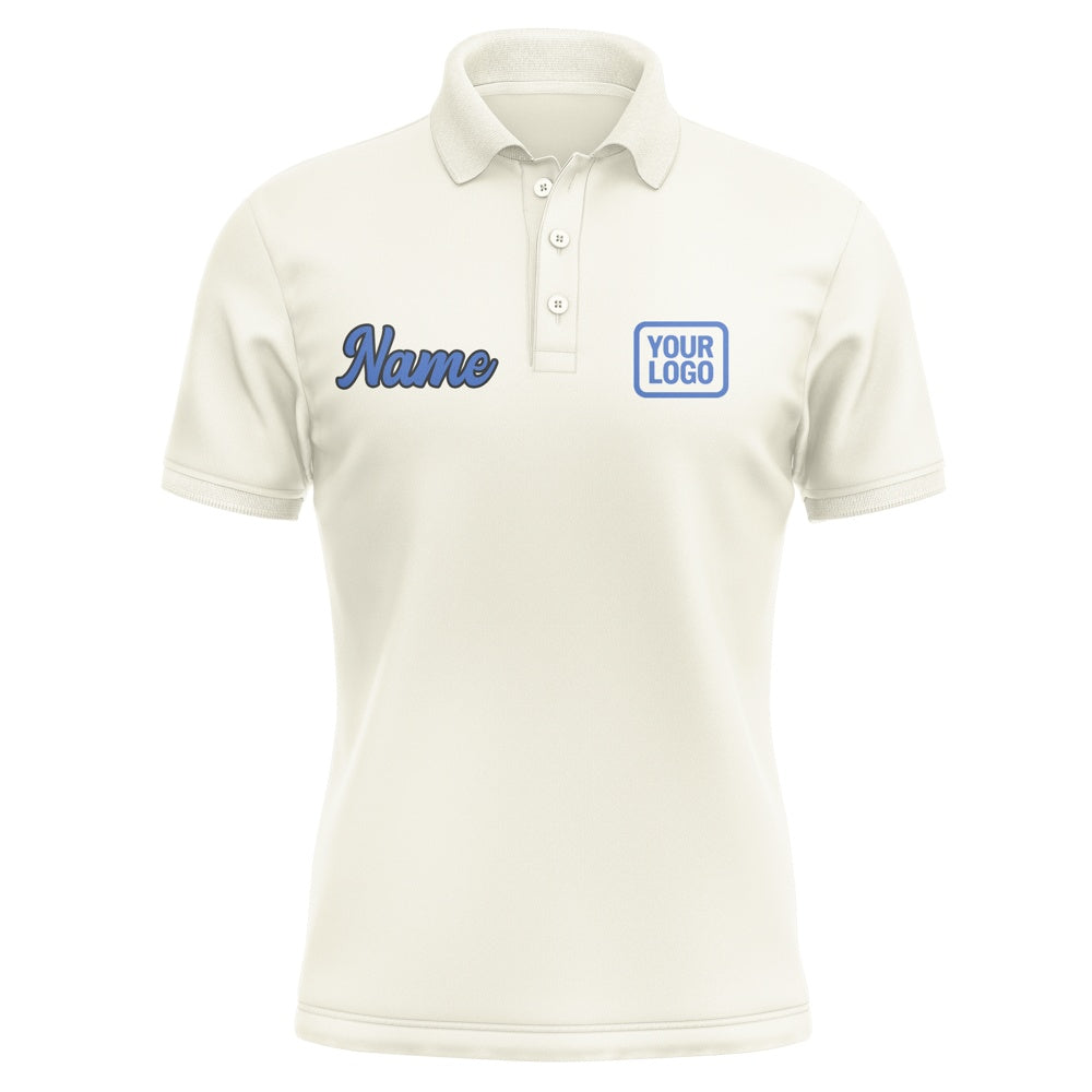 Custom Cream Sky Blue Short-Sleeve Polo Shirt