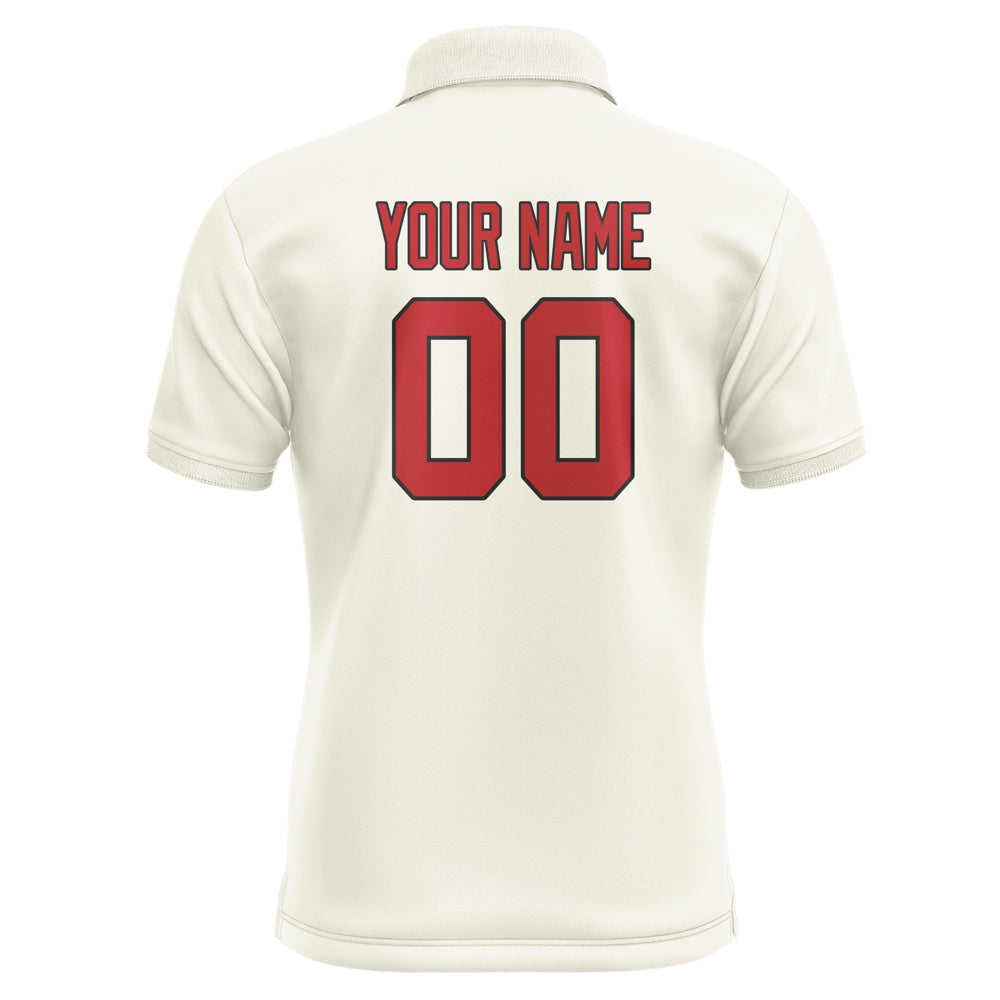 Custom Cream Red Short-Sleeve Polo Shirt