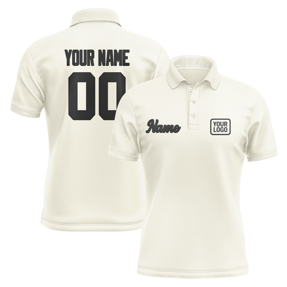 Custom Cream Black Short-Sleeve Polo Shirt