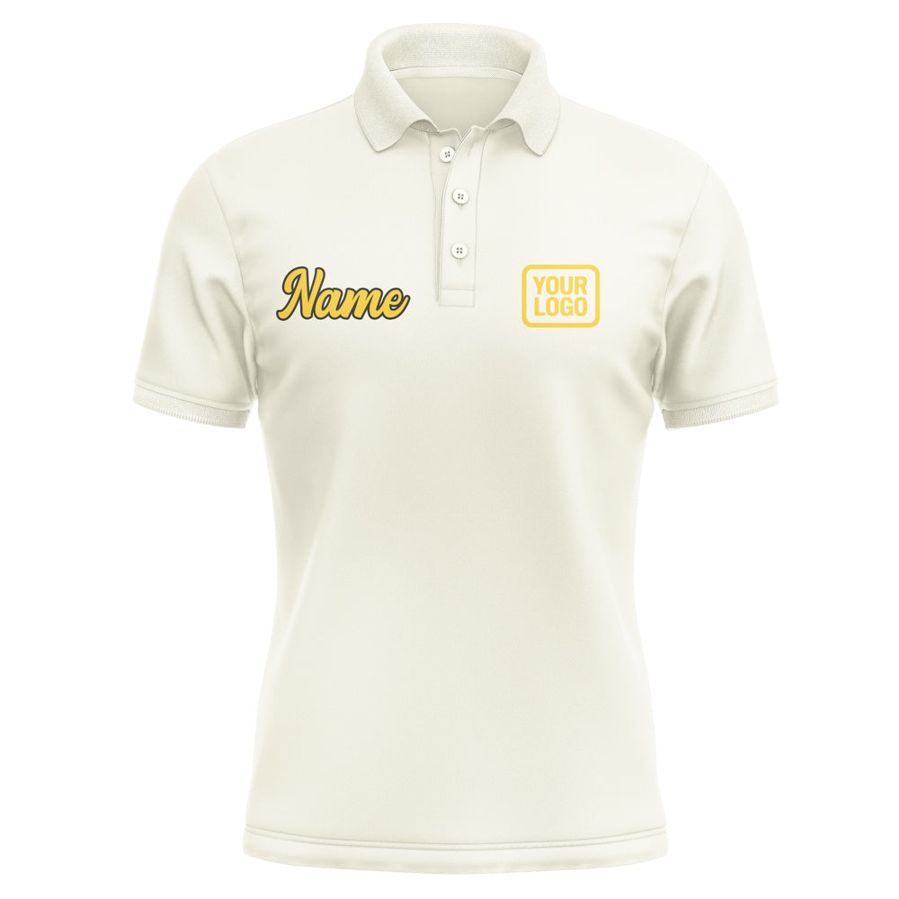 Custom Cream Gold Short-Sleeve Polo Shirt