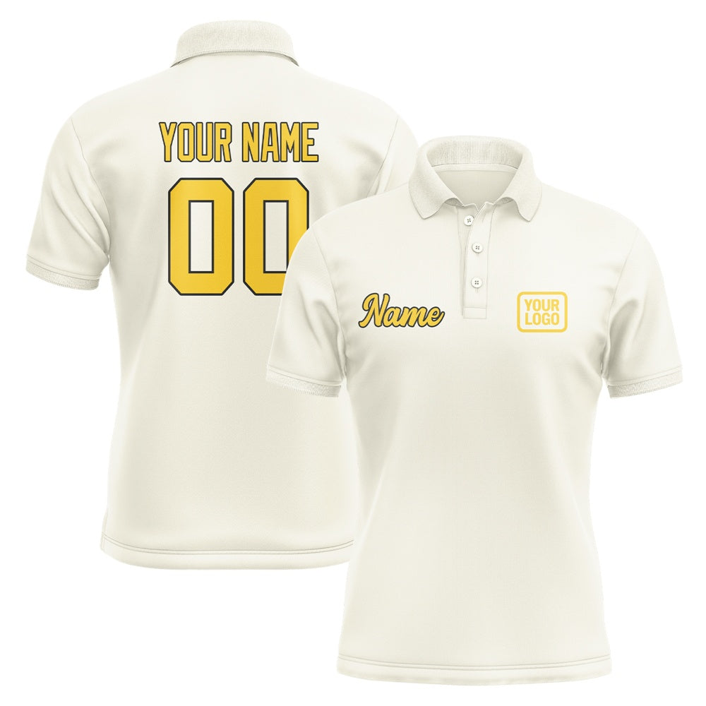 Custom Cream Gold Short-Sleeve Polo Shirt