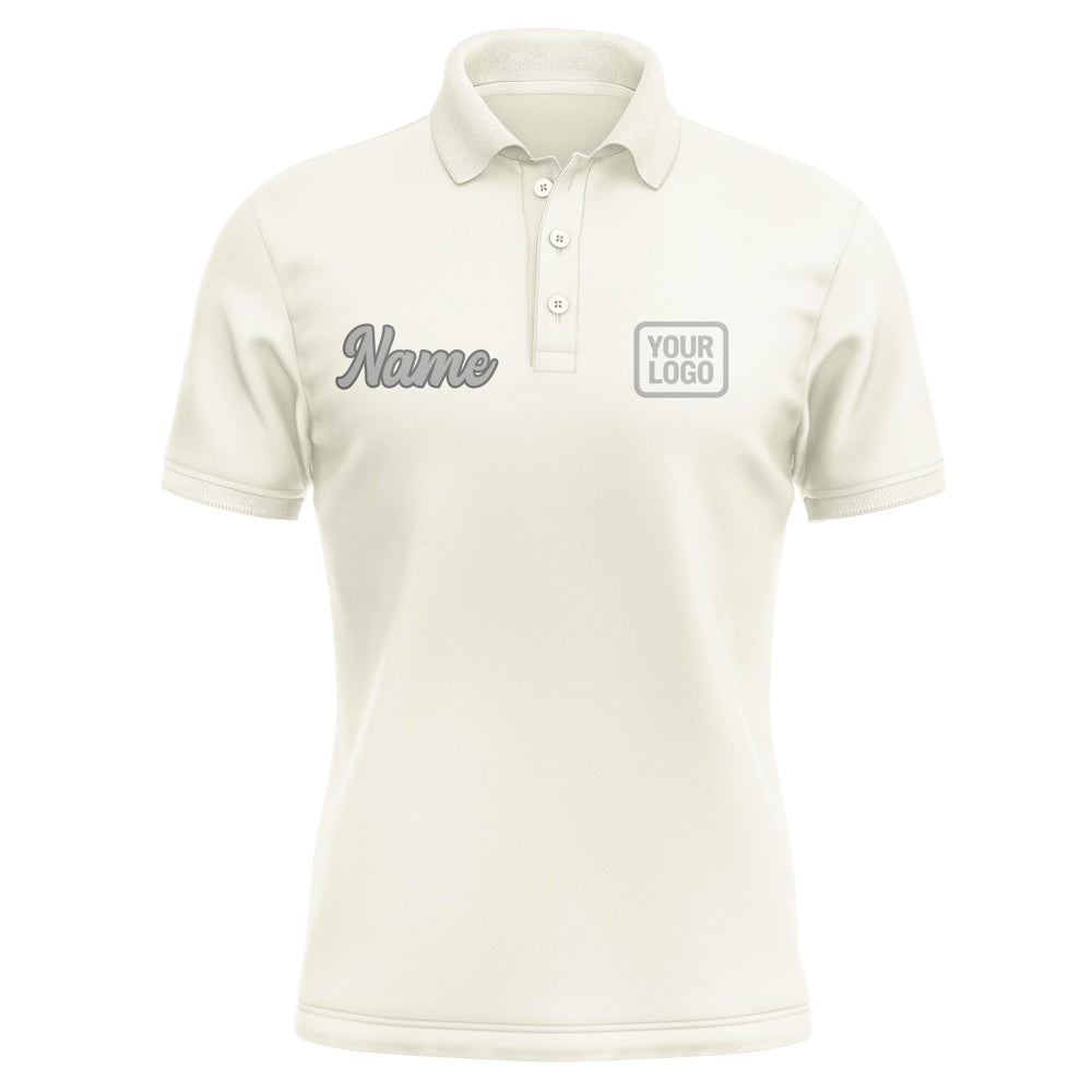 Custom Cream Gray Short-Sleeve Polo Shirt