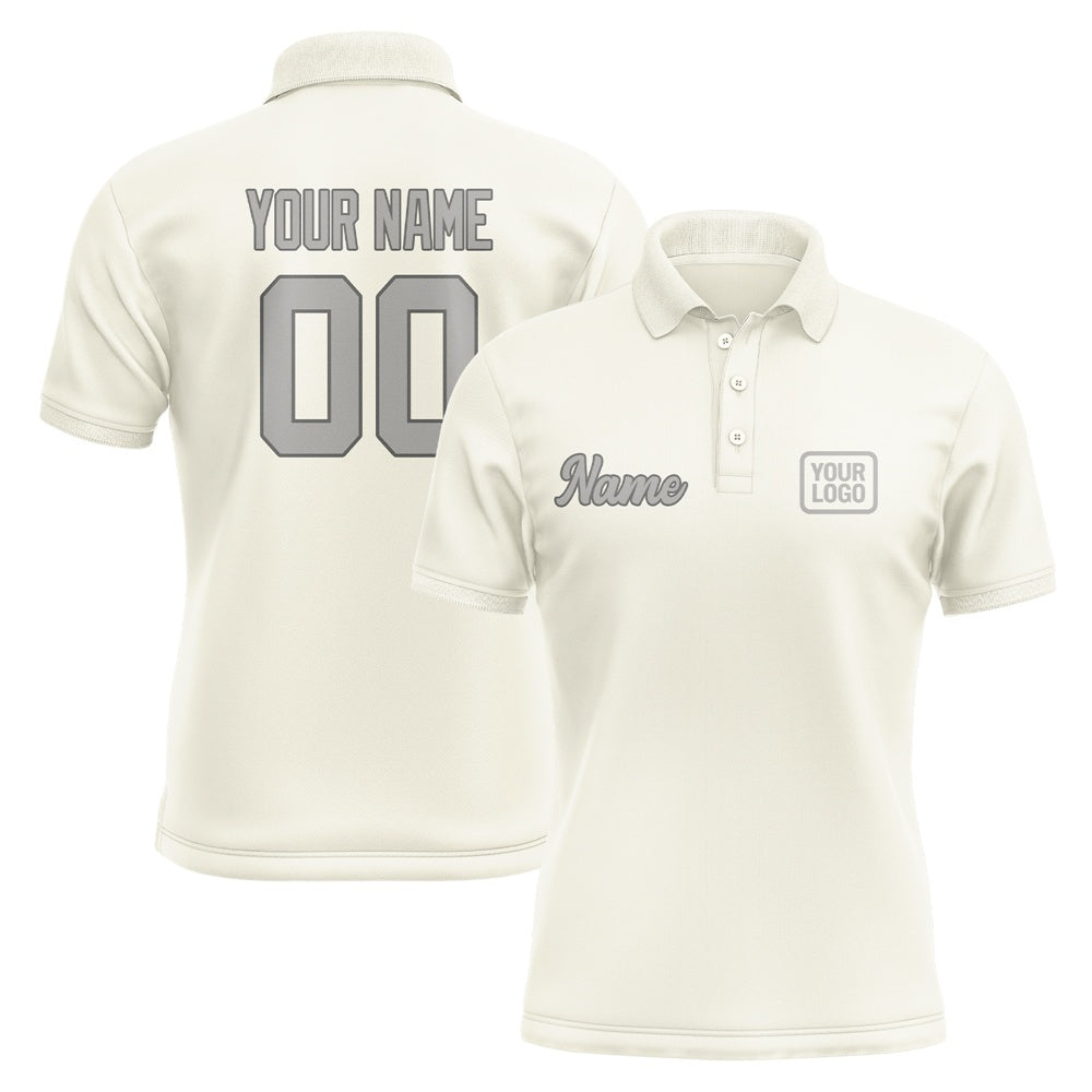 Custom Cream Gray Short-Sleeve Polo Shirt