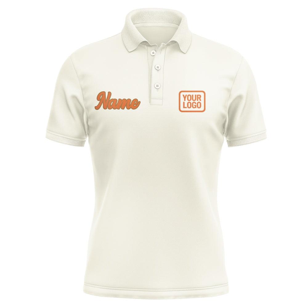 Custom Cream Orange Short-Sleeve Polo Shirt