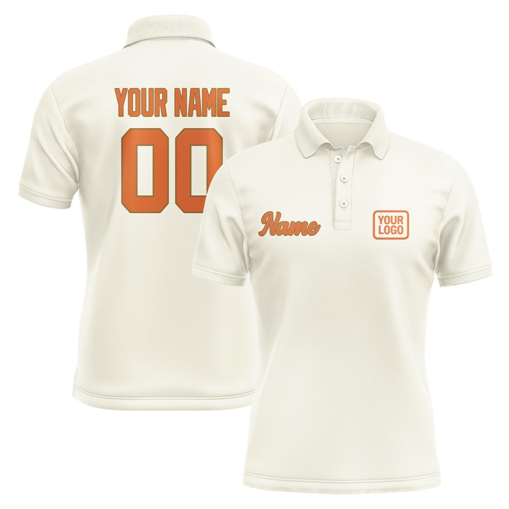 Custom Cream Orange Short-Sleeve Polo Shirt