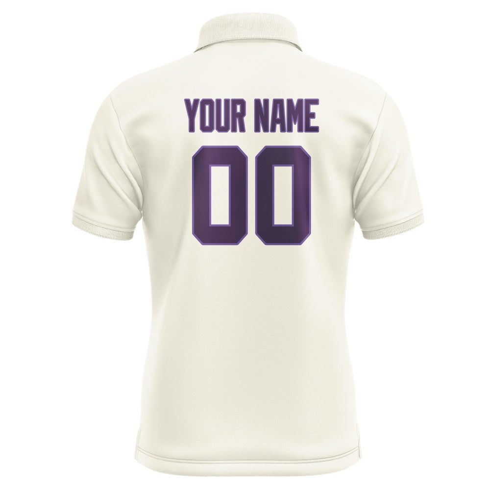 Custom Cream Purple Short-Sleeve Polo Shirt