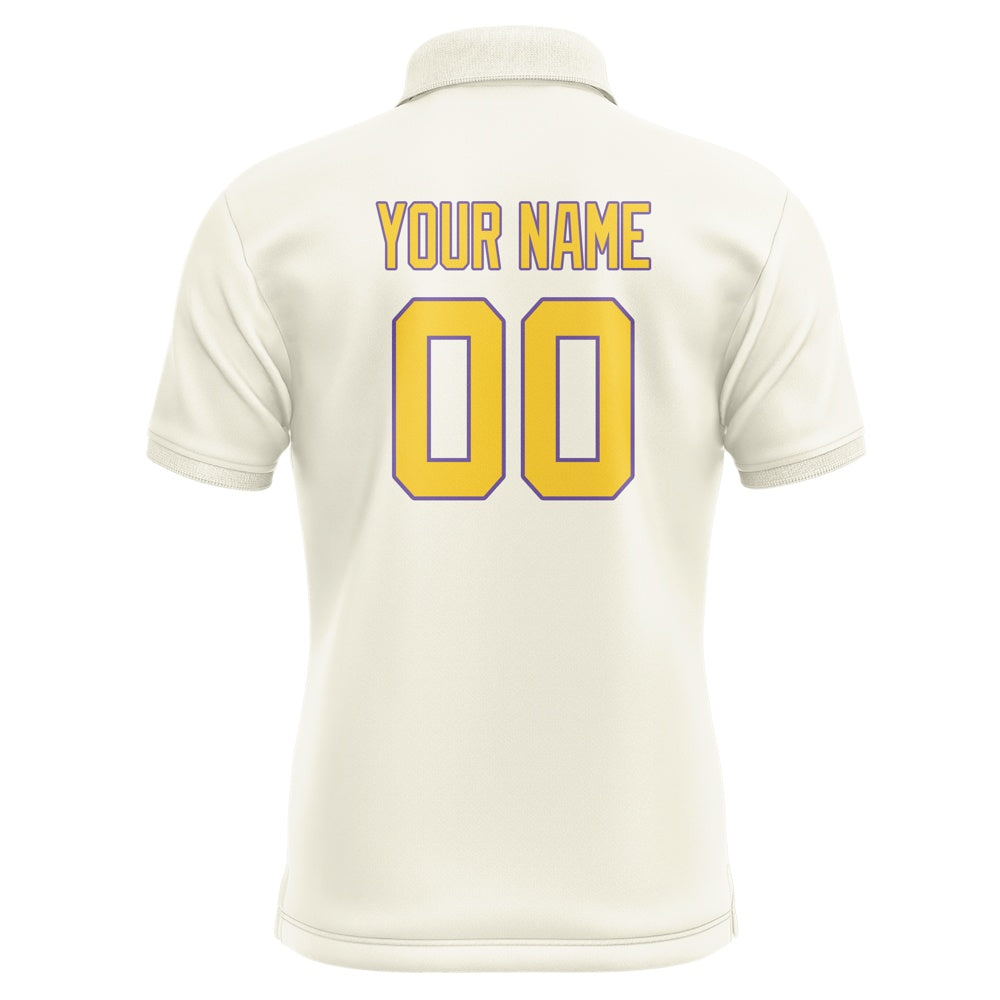 Custom Cream Gold Short-Sleeve Polo Shirt