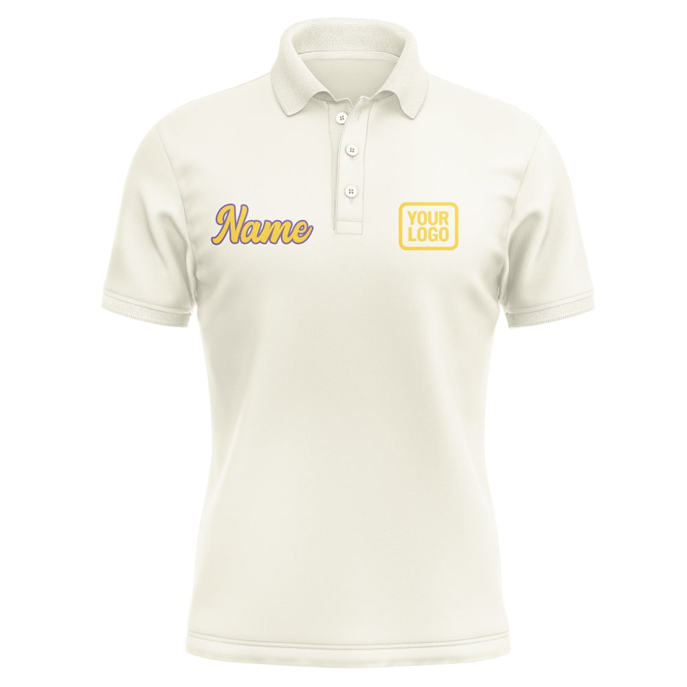 Custom Cream Gold Short-Sleeve Polo Shirt