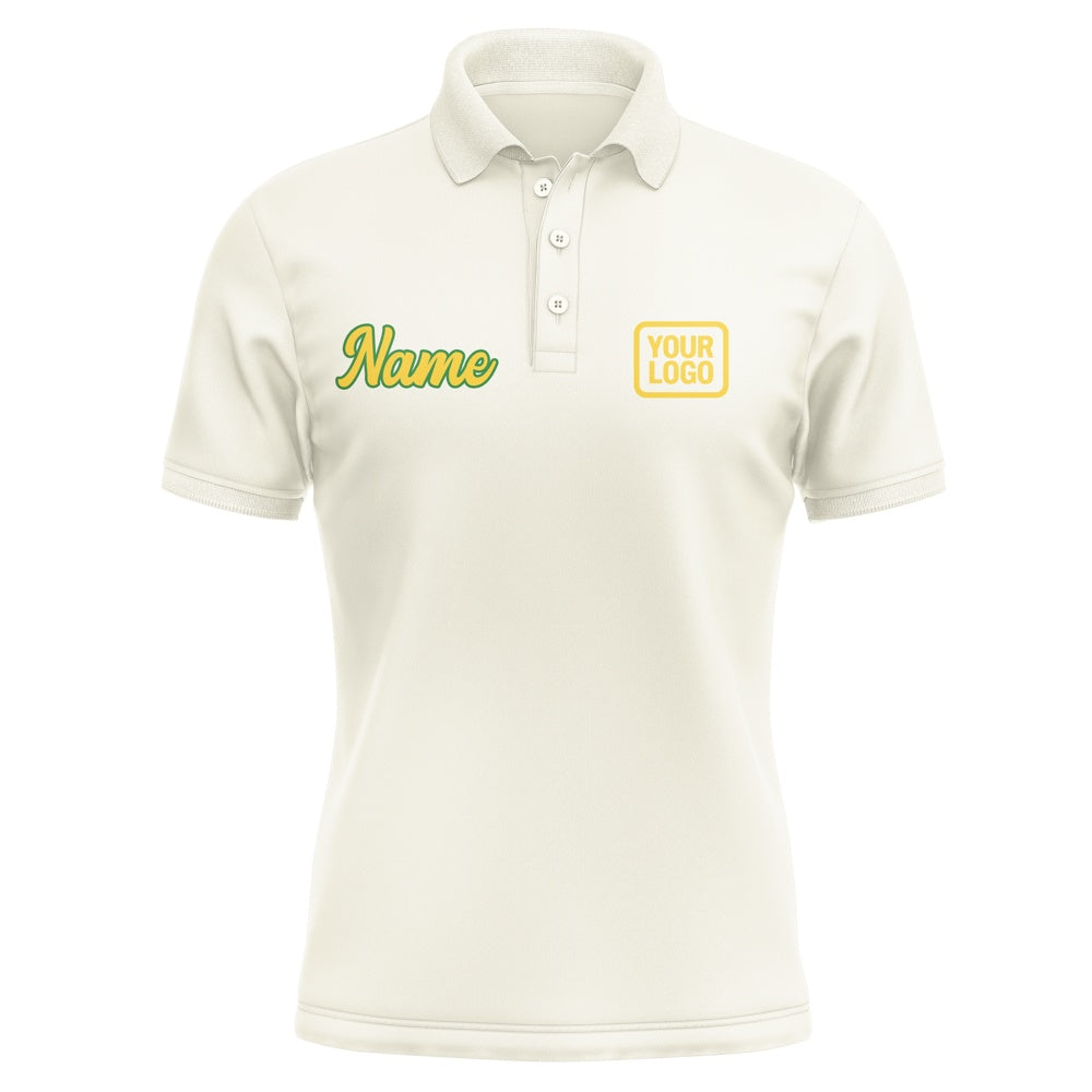 Custom Cream Gold Short-Sleeve Polo Shirt