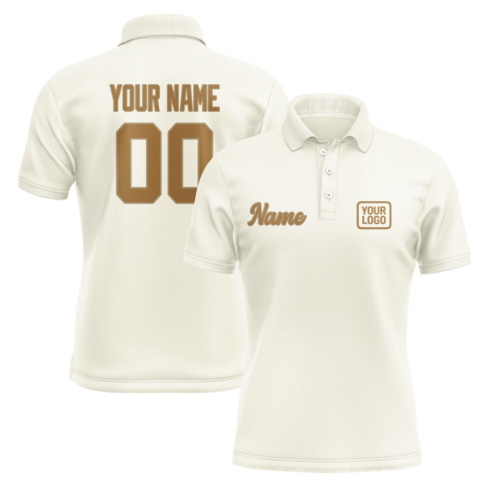 Custom Cream Khaki Short-Sleeve Polo Shirt
