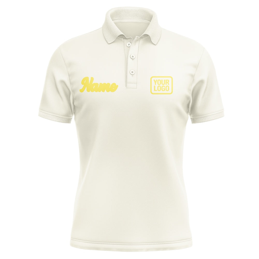 Custom Cream Light Yellow Short-Sleeve Polo Shirt