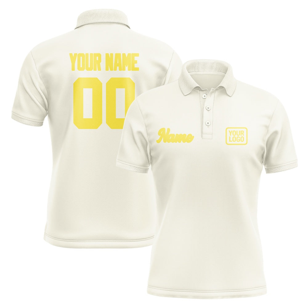 Custom Cream Light Yellow Short-Sleeve Polo Shirt