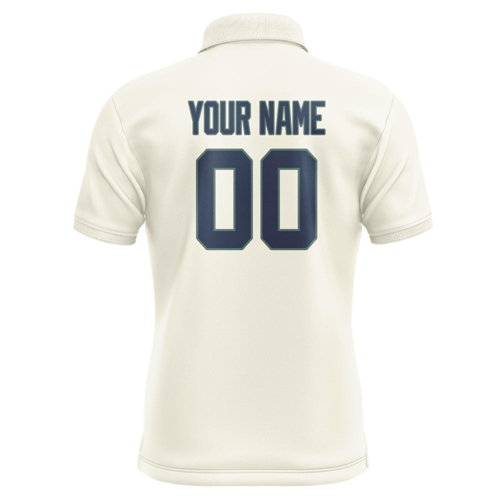Custom Cream Blue Short-Sleeve Polo Shirt