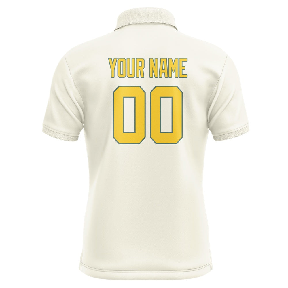 Custom Cream Gold Short-Sleeve Polo Shirt