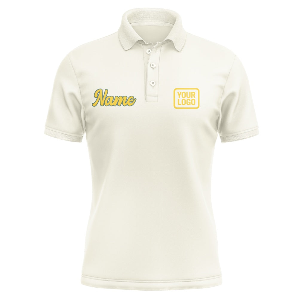 Custom Cream Gold Short-Sleeve Polo Shirt