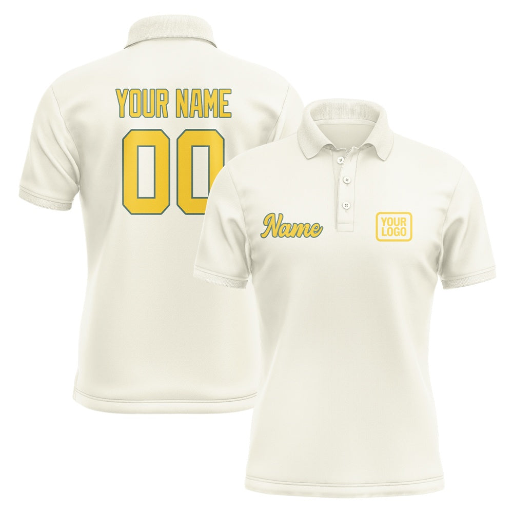Custom Cream Gold Short-Sleeve Polo Shirt