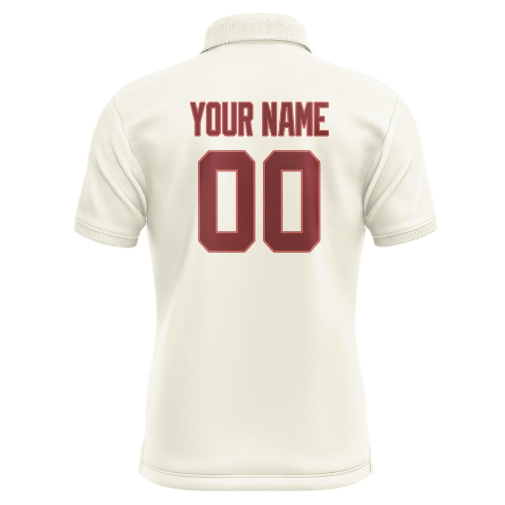 Custom Cream Crimson Red Short-Sleeve Polo Shirt