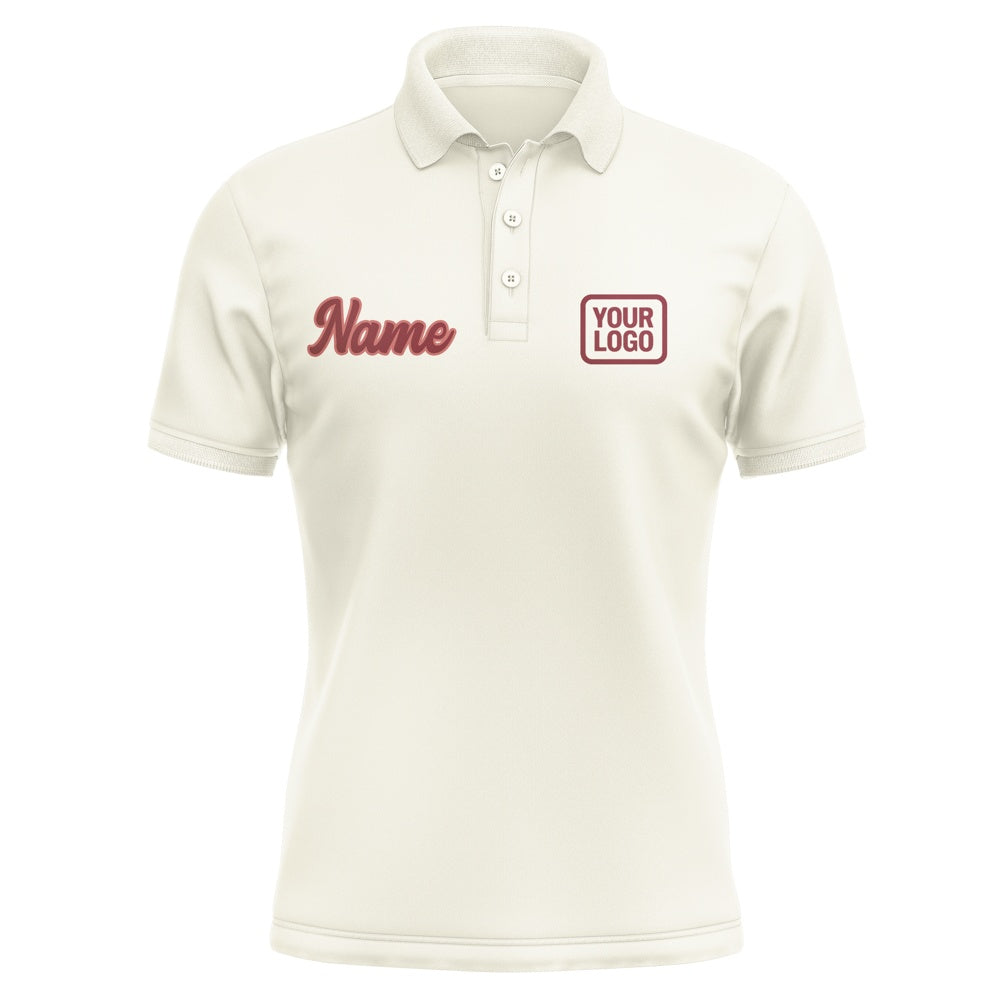Custom Cream Crimson Red Short-Sleeve Polo Shirt