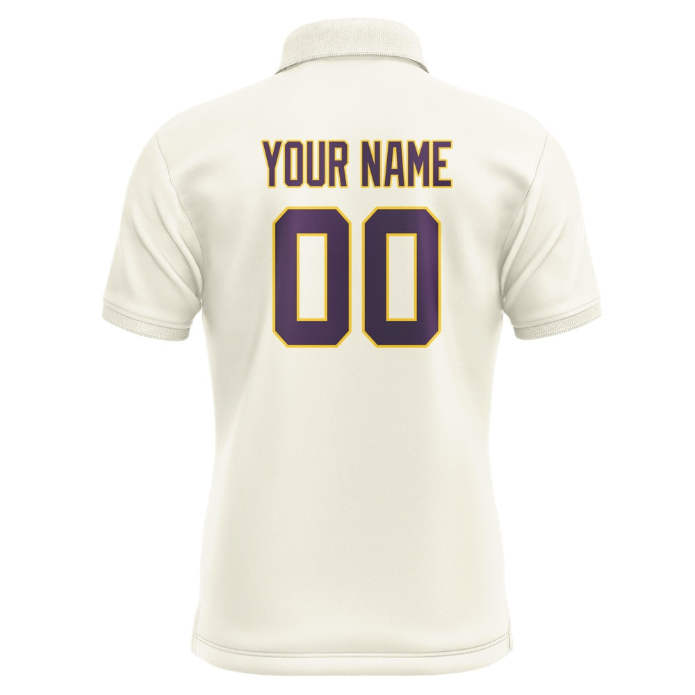Custom Cream Purple Short-Sleeve Polo Shirt