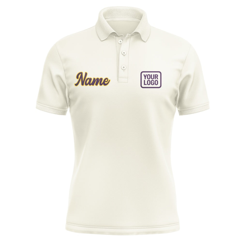 Custom Cream Purple Short-Sleeve Polo Shirt