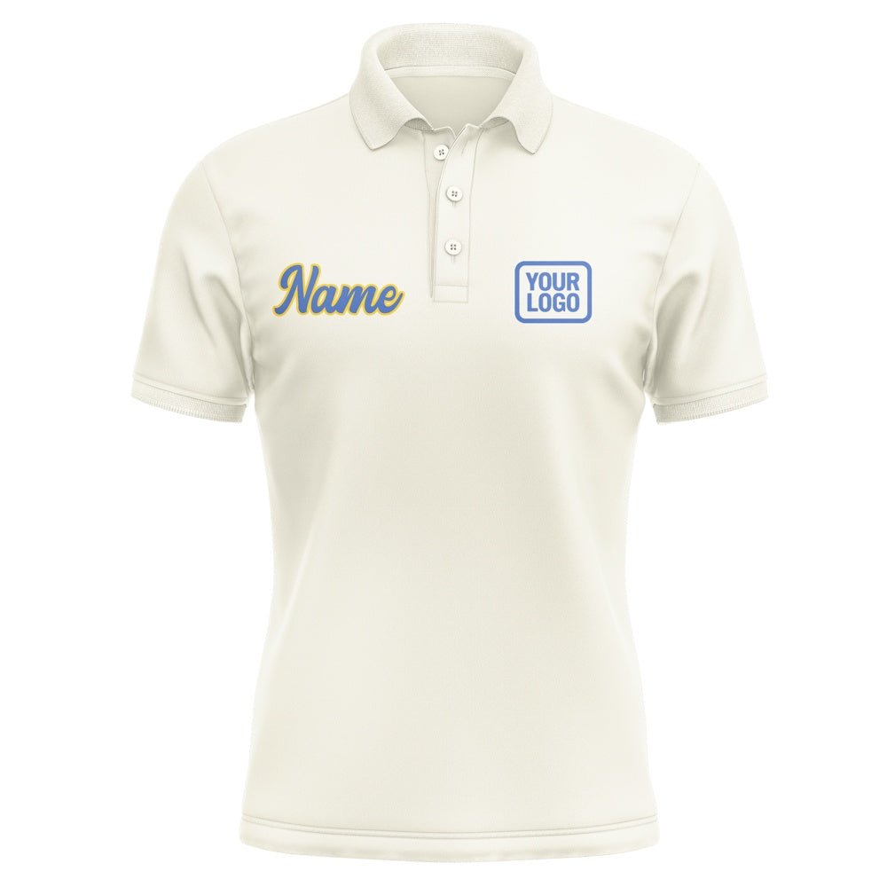 Custom Cream Sky Blue Short-Sleeve Polo Shirt