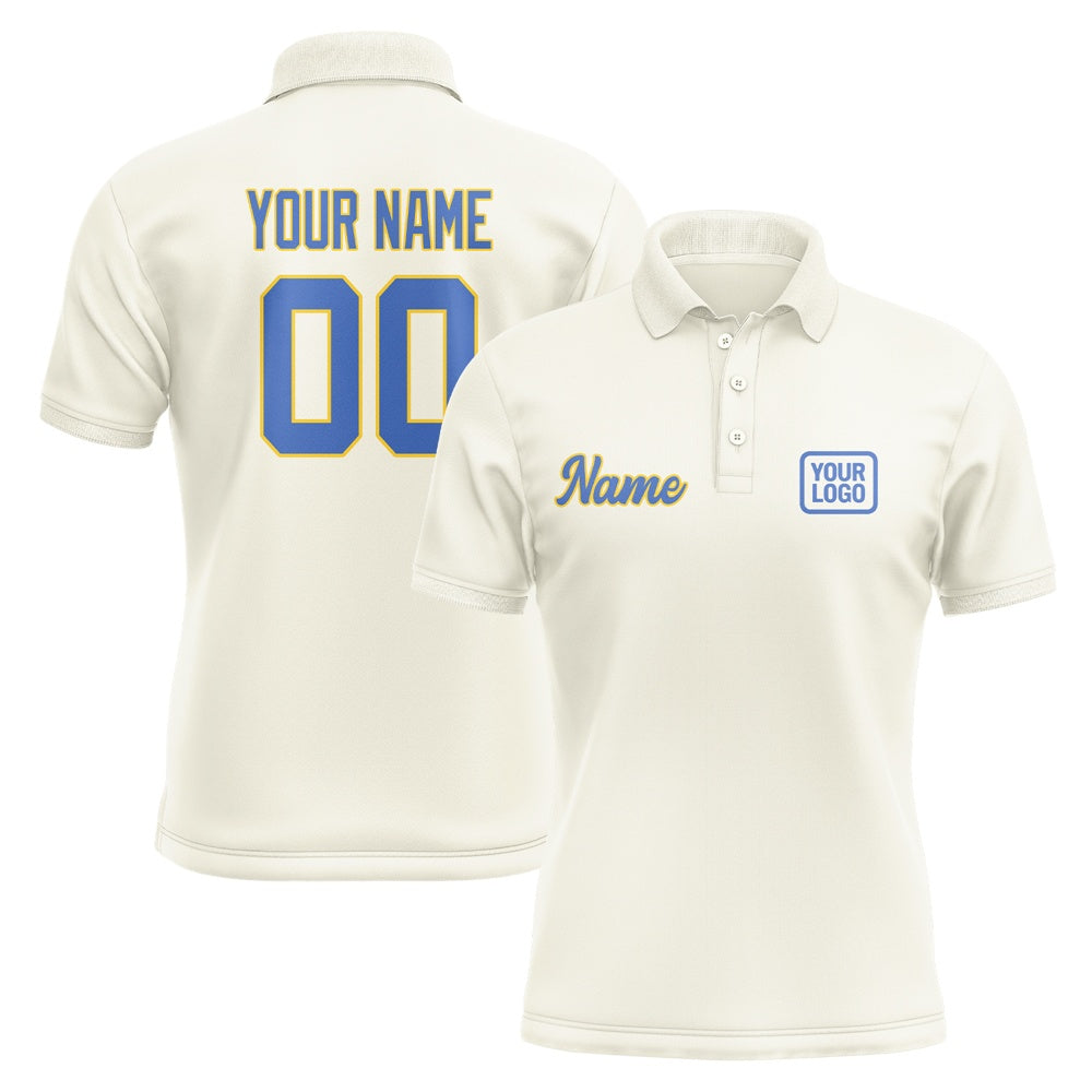 Custom Cream Sky Blue Short-Sleeve Polo Shirt