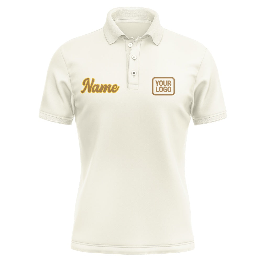 Custom Cream Khaki Short-Sleeve Polo Shirt
