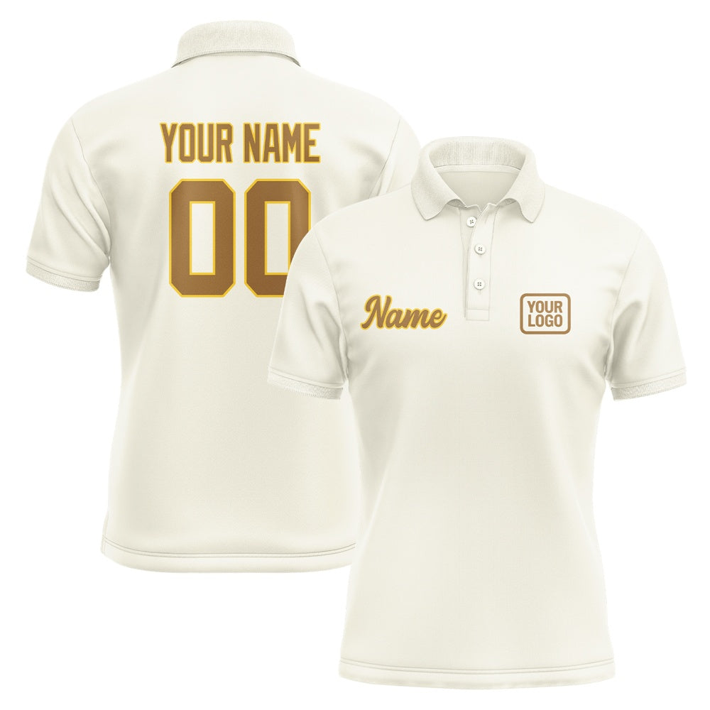 Custom Cream Khaki Short-Sleeve Polo Shirt
