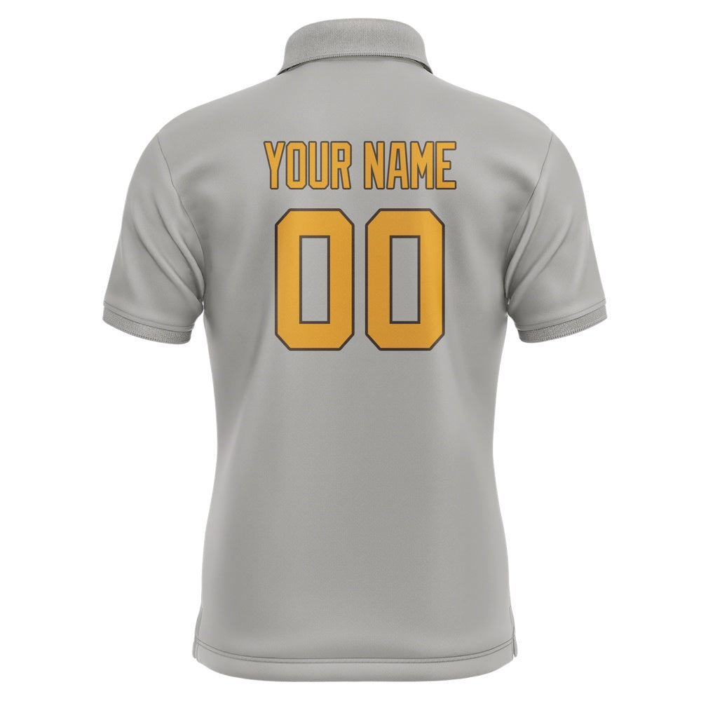 Custom Gray Yellow Short-Sleeve Polo Shirt