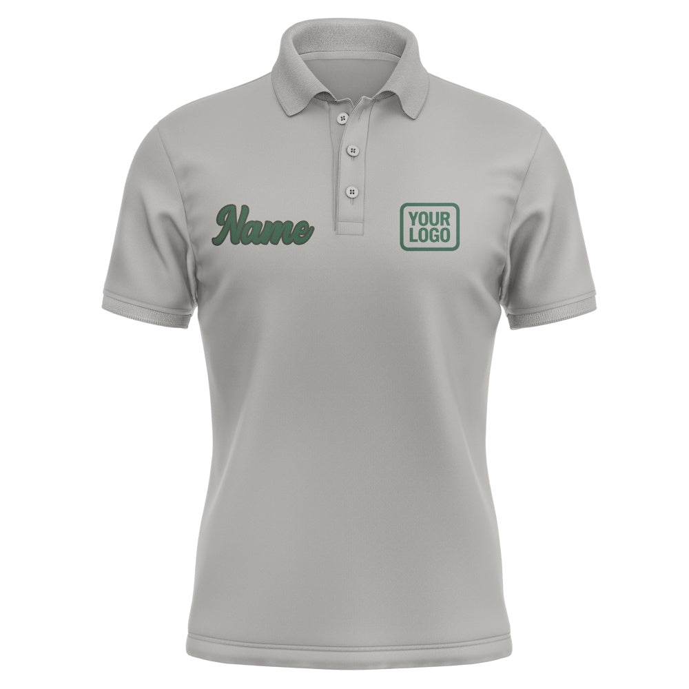 Custom Gray Green Short-Sleeve Polo Shirt