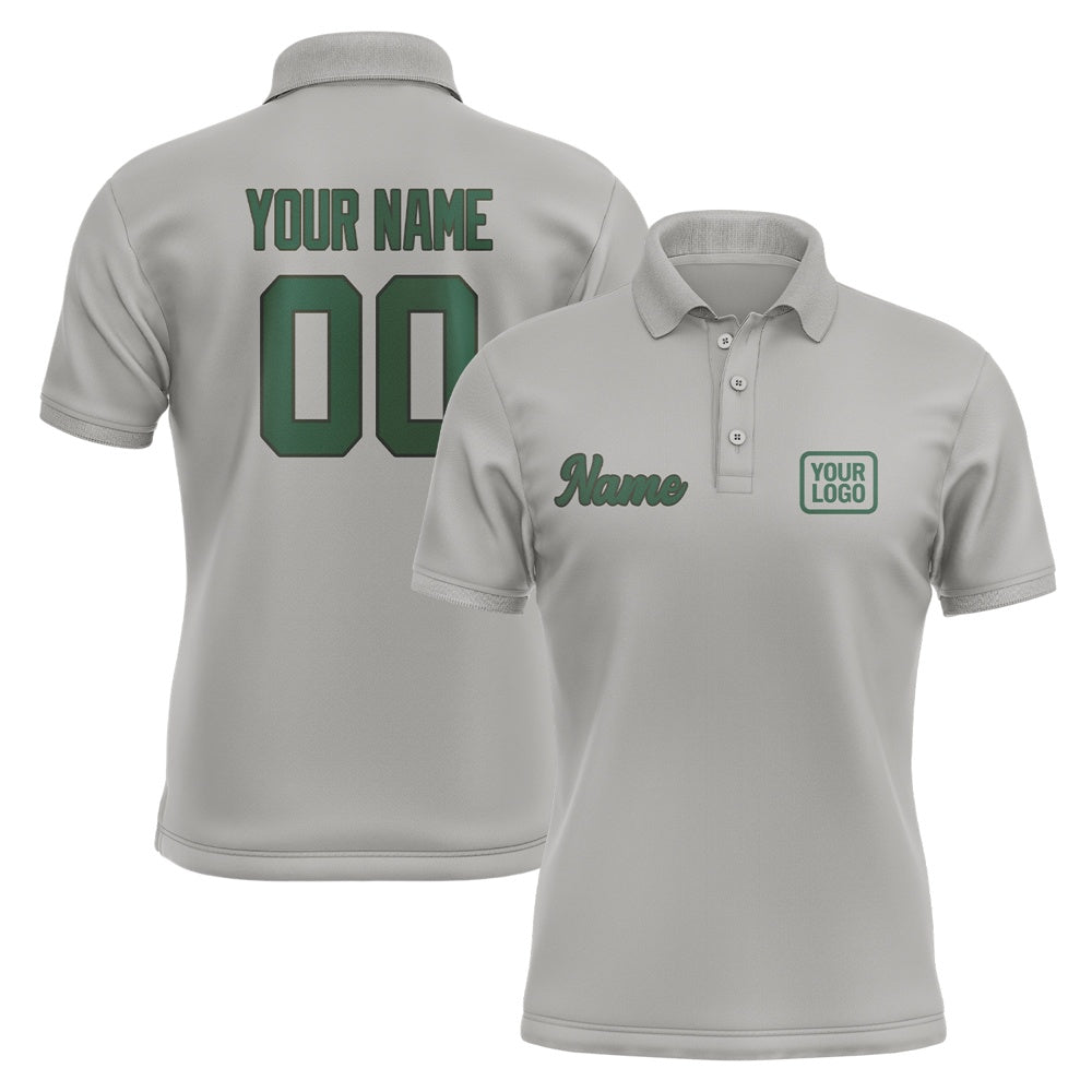 Custom Gray Green Short-Sleeve Polo Shirt