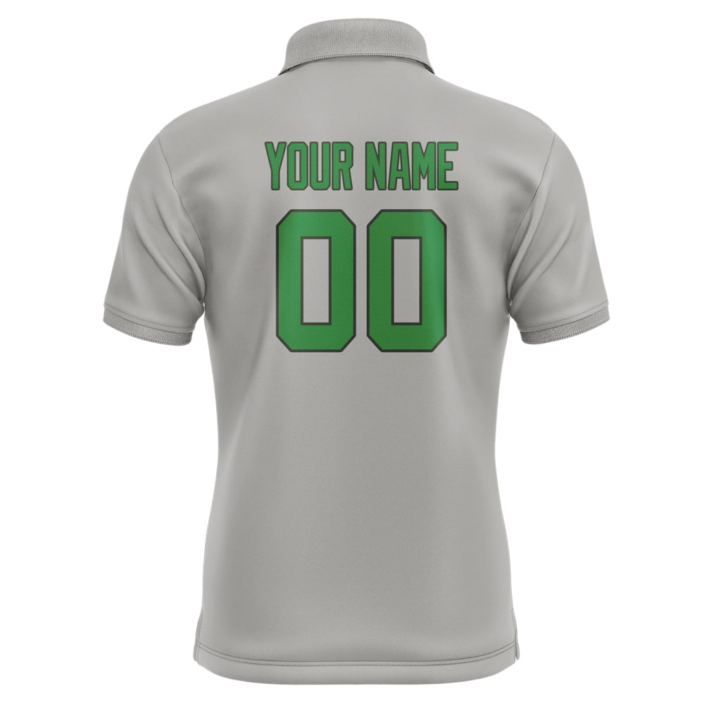 Custom Gray Emerald Green Short-Sleeve Polo Shirt