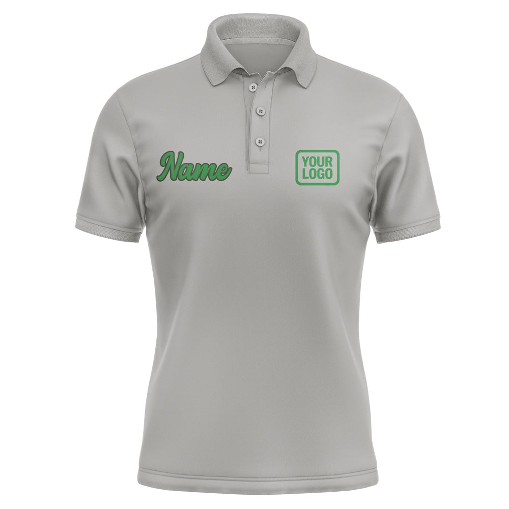 Custom Gray Emerald Green Short-Sleeve Polo Shirt