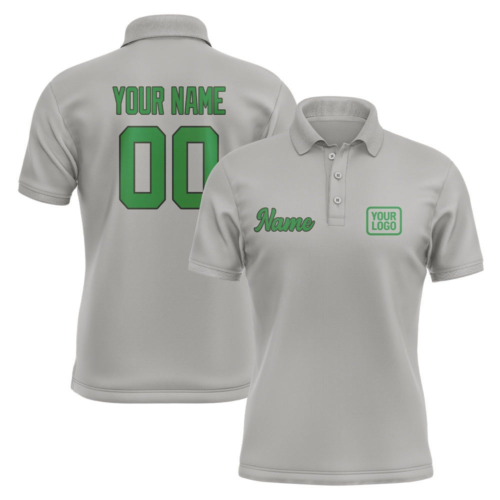 Custom Gray Emerald Green Short-Sleeve Polo Shirt