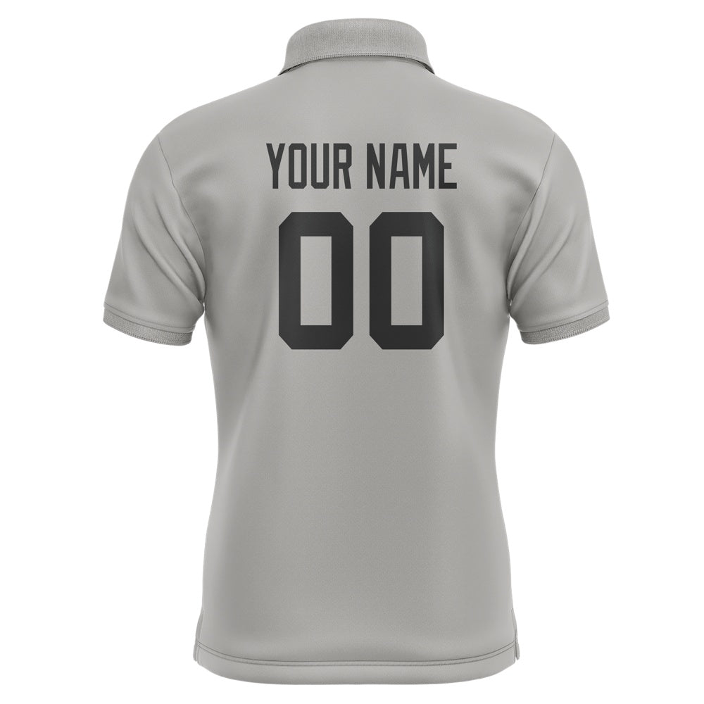 Custom Gray Black Short-Sleeve Polo Shirt