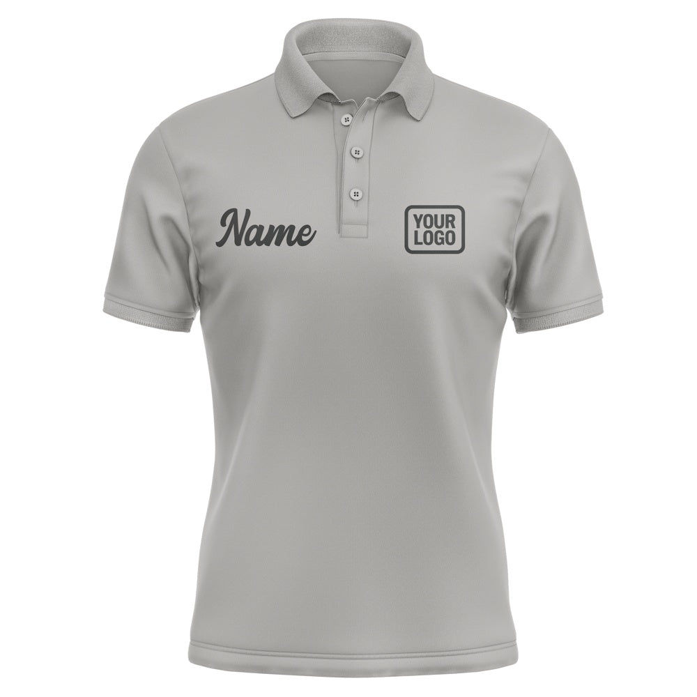 Custom Gray Black Short-Sleeve Polo Shirt