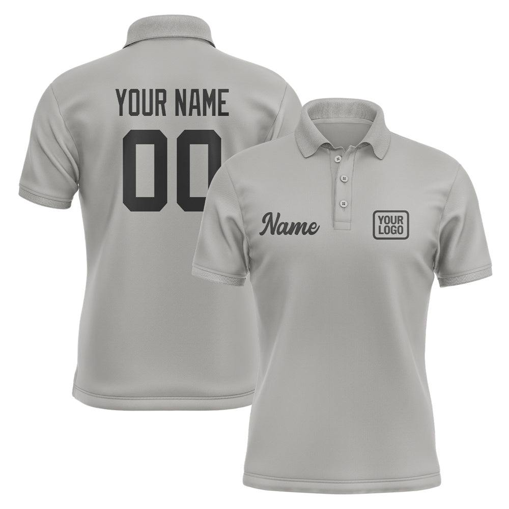 Custom Gray Black Short-Sleeve Polo Shirt
