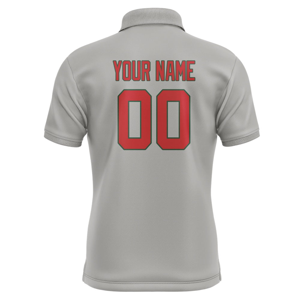 Custom Gray Red Short-Sleeve Polo Shirt